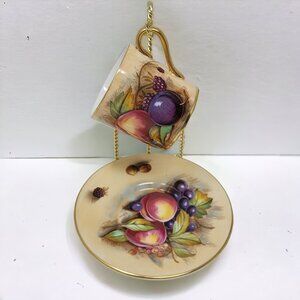 Aynsley Orchard Fruit Damitasse Cup and Saucer Espresso Signed N Brunt VTG